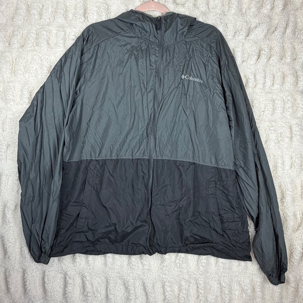 Columbia Mens Flash Forward Windbreaker Jacket Gray Black XM0287 Size L